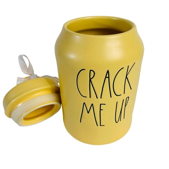 Rae Dunn Yellow Ceramic Canister Crack Me Up Lid Kitchen Decor Farmhouse - Picture 16 of 16